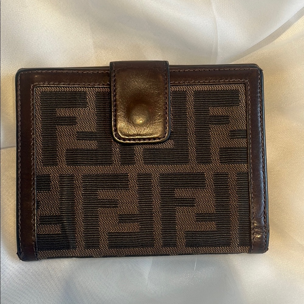 Fendi Dark Brown and Black Zucca bifold Logo Wallet